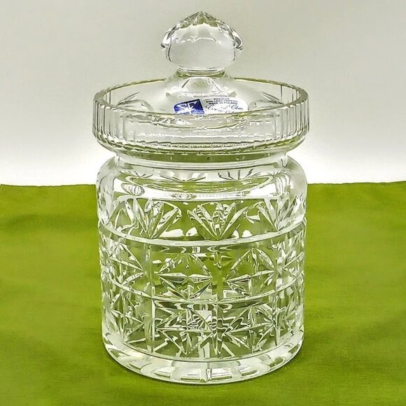 Crystal Clear Handcut Polish Lead Crystal Lidded Jar - Picture 1 of 7